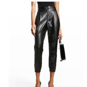 NWOT PAIGE Mayslie Black Faux Leather Jogger Pant Size 10